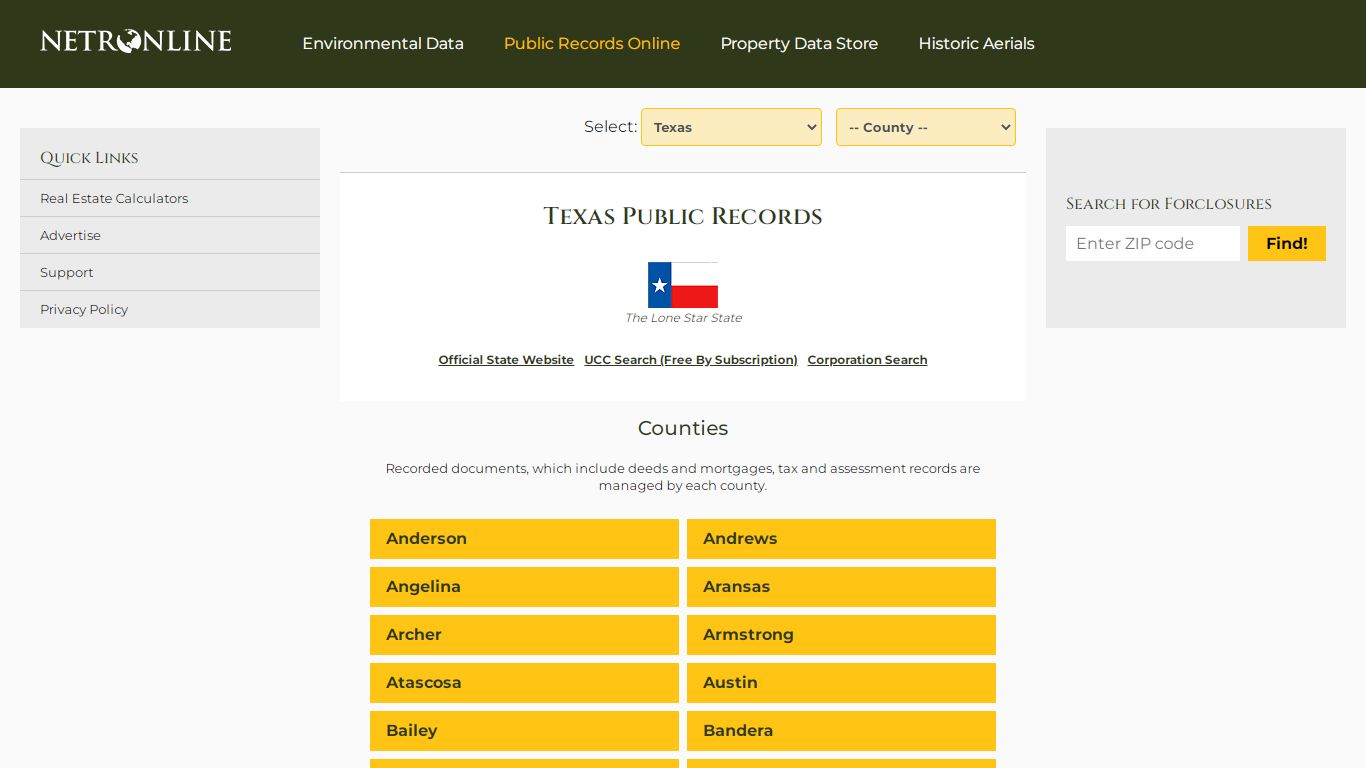 Texas Public Records Online Directory - NETROnline.com